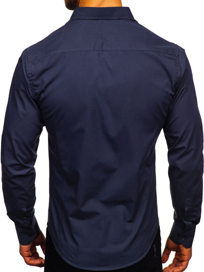 Camicia elegante da uomo blu navy a maniche lunghe Bolf 1703