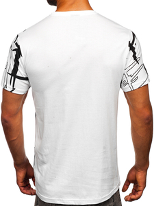 T-shirt da uomo in cotone bianco con stampa Bolf KS1972