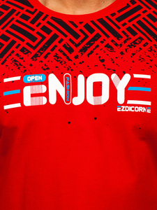 T-shirt in cotone con stampa da uomo rossa Bolf 14720