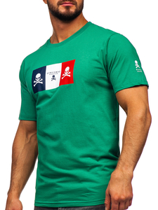 T-shirt in cotone con stampa da uomo verde Bolf 14784