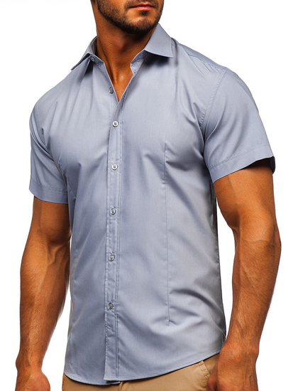 Camicia a manica corta da uomo grigio Bolf 7501