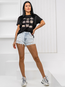 Donna T-shirt stampata Nero Bolf 95T2531