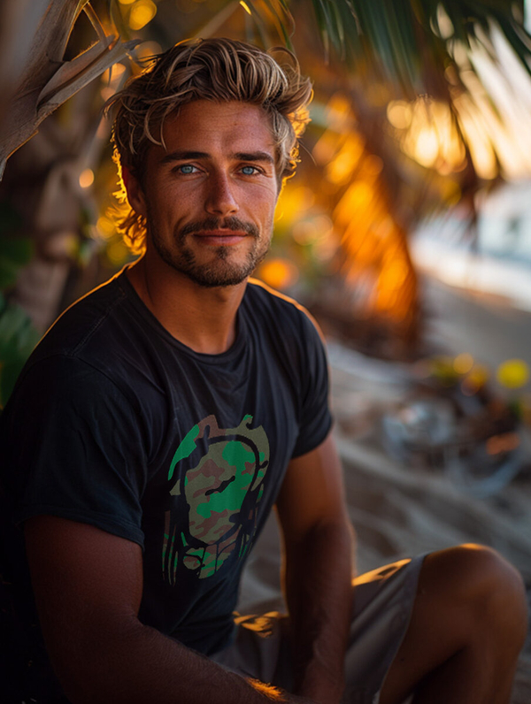 T-shirt da uomo in cotone nero con stampa Bolf 192379A2