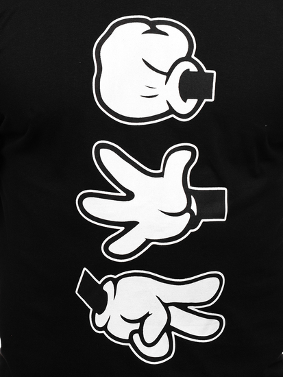 T-shirt da uomo in cotone nero con stampa Bolf KS1997