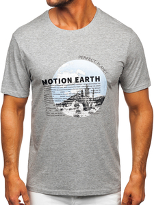 Uomo T-shirt in cotone con stampa Grigio Bolf MPO3466