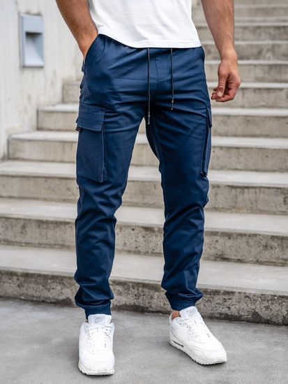 Pantaloni cargo tipo jogger da uomo blu Bolf 701