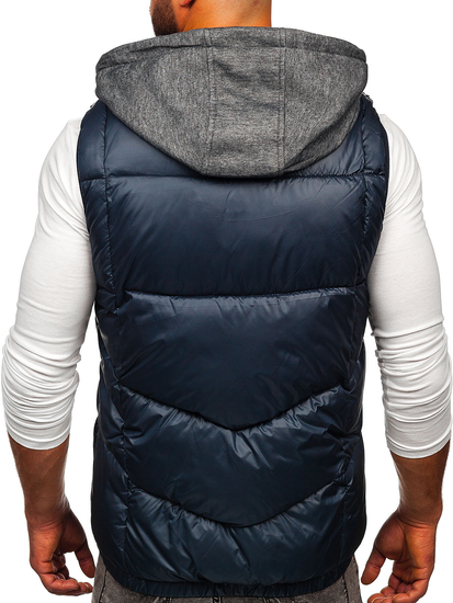 Gilet con cappuccio da uomo blu Bolf 2908
