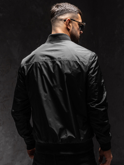 Giacca di mezza stagione bomber da uomo nero Bolf 7116A1