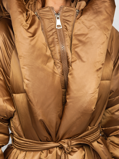 Giubbotto lungo invernale con cappuccio da donna cammello Bolf MY0363A