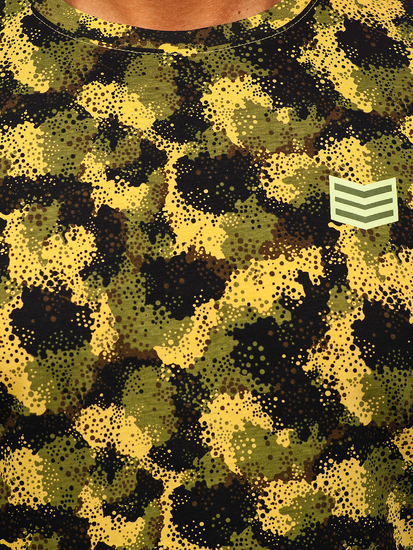 Uomo T-shirt in cotone con stampa Khaki Bolf MPO3494