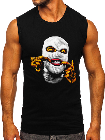 Maglietta tank top con stampa nera Bolf 14811