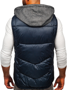 Gilet con cappuccio da uomo blu Bolf 2908