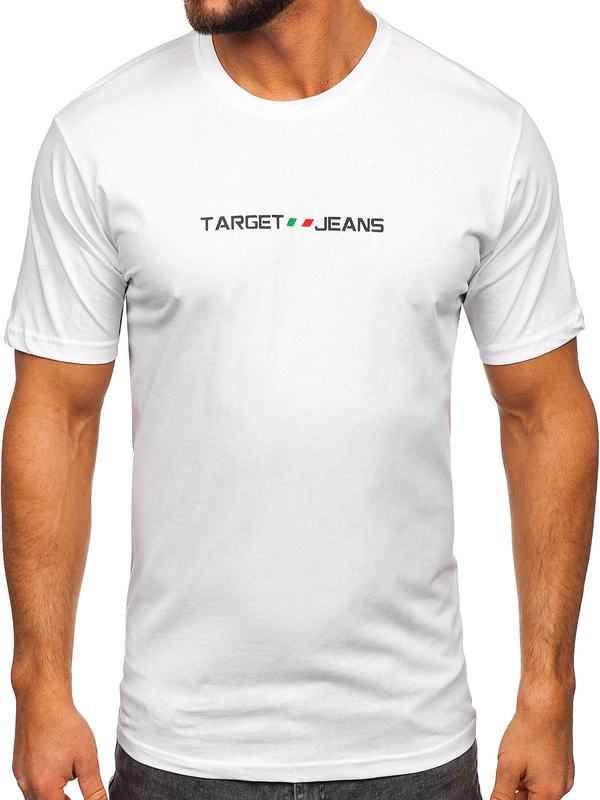 T-shirt in cotone con stampa da uomo bianca Bolf 14761