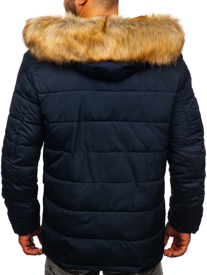 Giubbotto invernale parka tipo alaska da uomo blu Bolf JK361