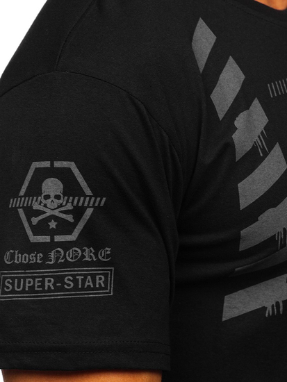 T-shirt con stampa da uomo nera Bolf 14315