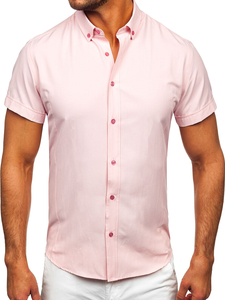 Uomo Camicia elegante a maniche corte Rosa Bolf 7501G