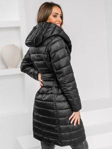 Lungo inverno da donna Cappotto trapuntato con cappuccio nero Bolf 5M3159A
