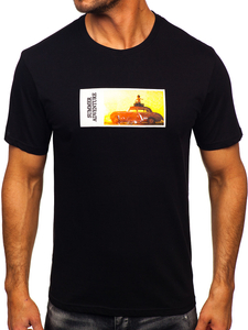 Uomo T-shirt in cotone con stampa Nero Bolf MPO3559