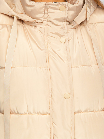 Gilet lungo trapuntato oversize da donna beige Bolf 81276