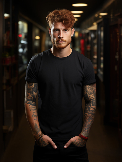 Maglietta lunga da uomo nera senza stampa Bolf 14290A2