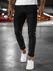 Pantaloni tipo chino da uomo neri Bolf 1146
