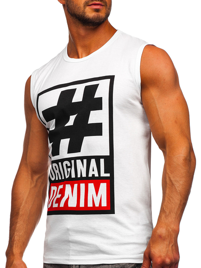 Canotta tank top con stampa bianca Bolf 19802