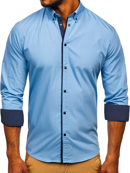 Camicia elegante a maniche lunghe azzurra da uomo Bolf 7724