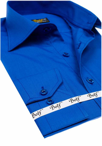 Camicia elegante da uomo blu fiordaliso a maniche lunghe Bolf 1703