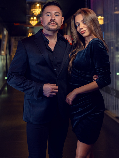 Abito in velluto con arricciature da donna nero Bolf Bellisima