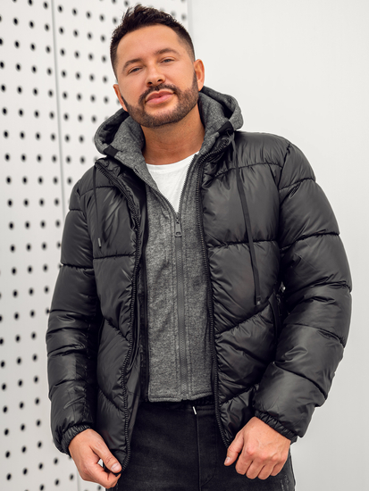 Giubbotto invernale trapuntato da uomo nero Bolf B2906