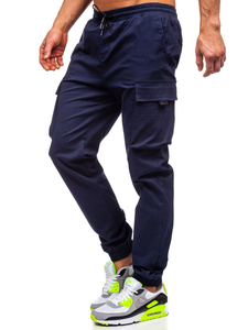 Pantaloni cargo tipo jogger da uomo blu Bolf 701