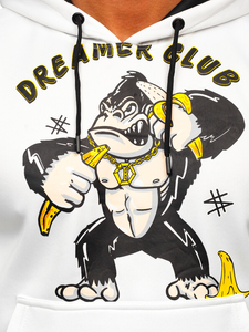 Felpa con stampa con cappuccio da uomo bianca Bolf HM563