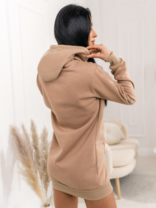Donna Felpa con cappuccio lunga Beige Bolf YS10003A2