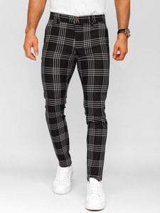 Uomo Pantaloni eleganti a quadri Nero Bolf 184160