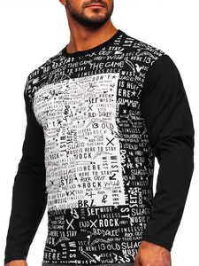 Longsleeve con stampa da uomo nero Bolf 1213