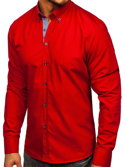 Camicia elegante a manica lunga da uomo rosso Bolf 8838-1