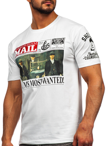 T-shirt con applicazioni da uomo bianca Bolf 2826