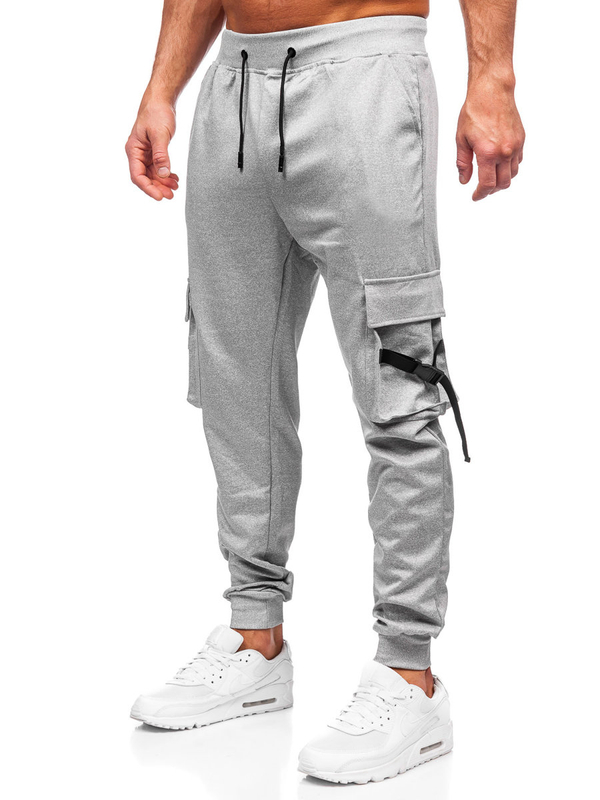 Pantaloni cargo di tuta tipo jogger da uomo grigi Bolf 8K1118