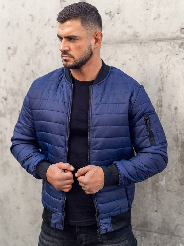 Giacca con trapuntate mezza stagione tipo bomber da uomo blu Bolf MY-02