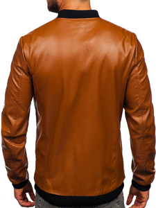 Giacca in pelle tipo bomber da uomo marrone Bolf 6803A