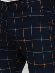 Uomo Pantaloni eleganti a quadri Blu scuro Bolf 184177