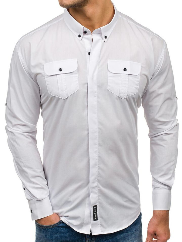 Camicia elegante a manica lunga da uomo bianca Bolf 0780