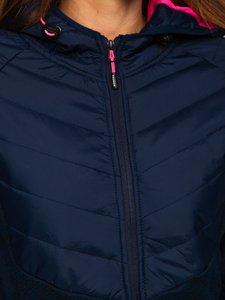 Giacca con cappuccio da donna per la mezza stagione blu navy Bolf KSW4005A1