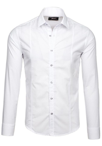 Uomo Camicia elegante a maniche lunghe Bianco Bolf 6944