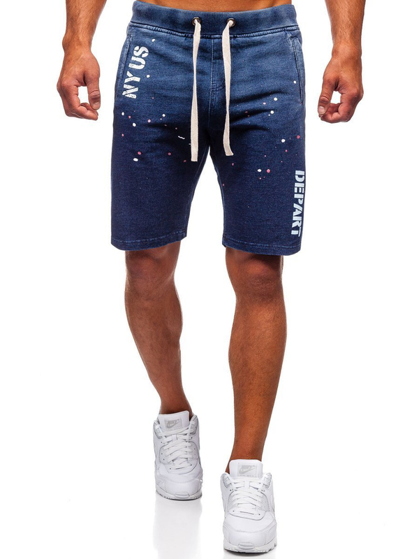 Pantaloncini corti in jeans da uomo blu Bolf EX03
