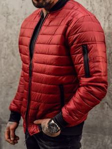 Giacca con trapuntate mezza stagione tipo bomber da uomo bordò Bolf MY-02