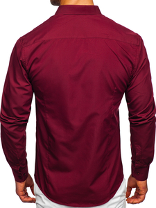 Camicia elegante da uomo bordeaux a maniche lunghe Bolf 1703