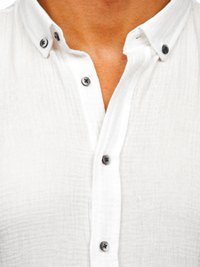 Uomo Camicia in mussola a maniche lunghe Bianco Bolf 22746