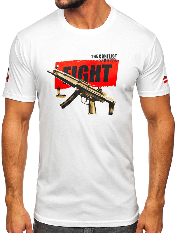 T-shirt in cotone da uomo bianca Bolf 14709