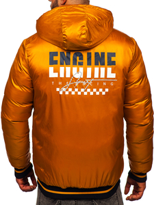 Giubbotto invernale trapuntato reversibile da uomo blu-cammello Bolf 7417